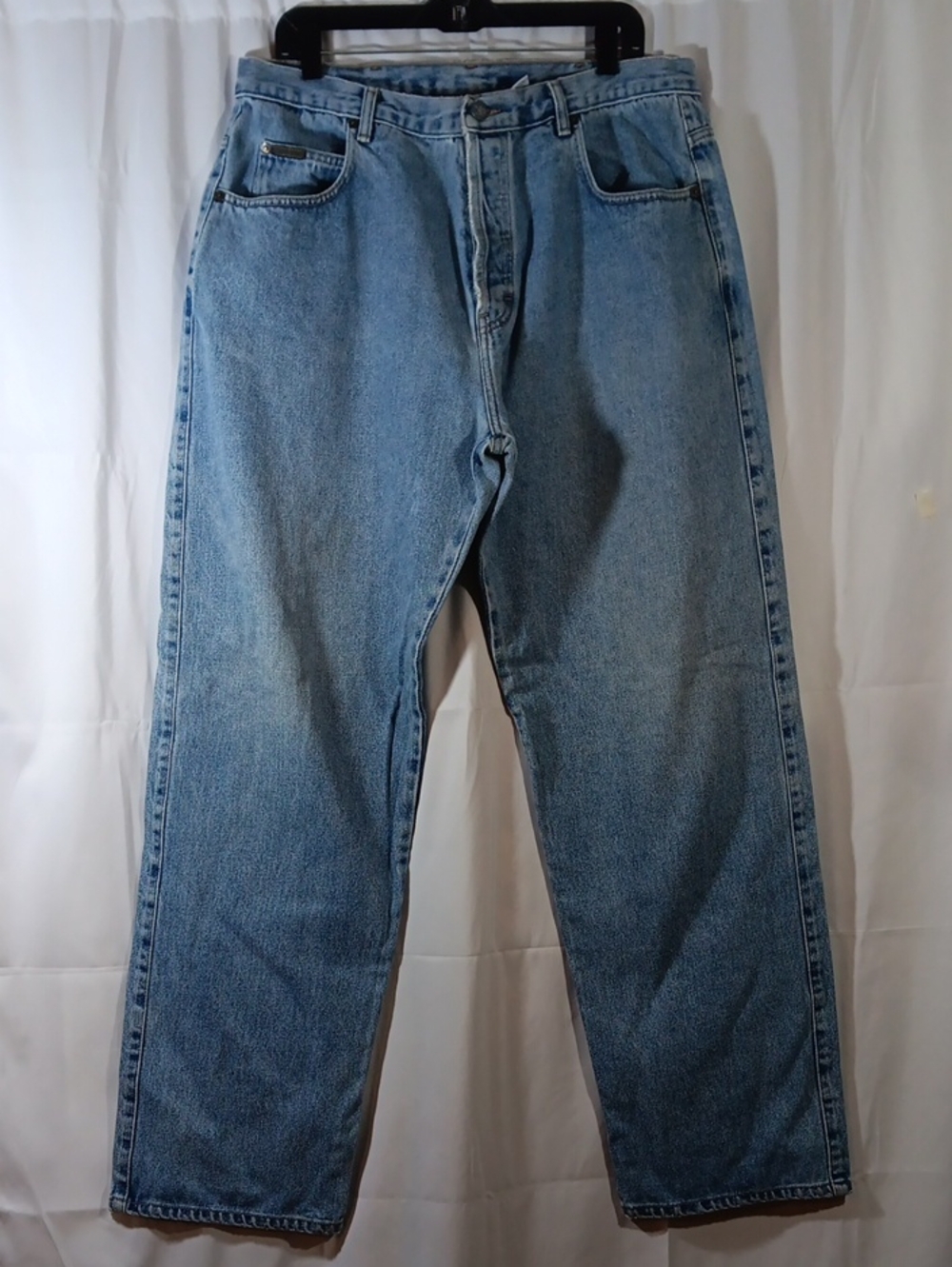 Calvin Klein Mens 36 Light Blue Denim Jeans 33 Inseam Y2K Skater Buttonfly